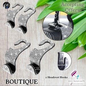 BOUTIQUE - 2 rhinestone car hooks - bling bag holder - genius neat Easter gift